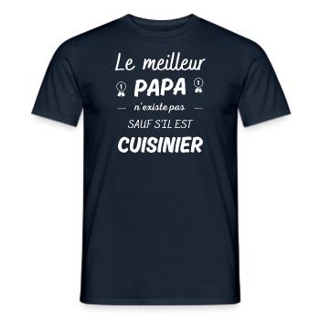 le meilleur papa n existe pas sauf si cuisinier - T-shirt homme - marine - Devant - AI Model Male 178 light (178cm)