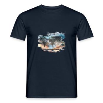 Abstrait carte du monde carte du monde couleurs terre - T-shirt homme - marine - Devant - AI Model Male 178 light (178cm)