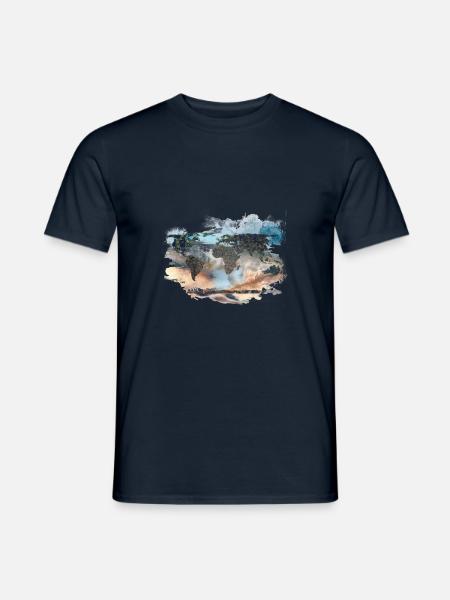 Abstrakte Weltkarte Weltkarte färbt Erde - Männer T-Shirt - Navy