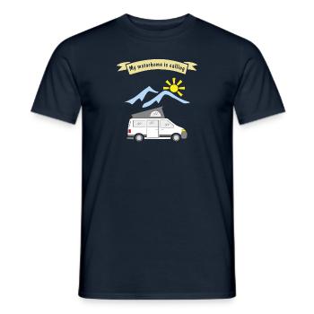motorhome is calling - Men's T-Shirt - navy - Front - AI Model Male 178 light (178cm)