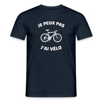 t shirt je peux pas j'ai velo humour cycliste vélo - T-shirt homme - marine - Devant - AI Model Male 178 light (178cm)
