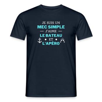 t shirt humour bateau apero mec simple cadeau noel - T-shirt homme - marine - Devant - AI Model Male 178 light (178cm)