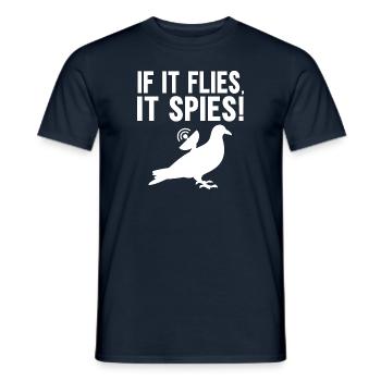 Quand il vole, il espionne - T-shirt homme - marine - Devant - AI Model Male 178 light (178cm)