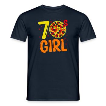 70er Jahre Mädchen 70s Girl Hippie - Männer T-Shirt - Navy - Vorne - AI Model Male 178 light (178cm)