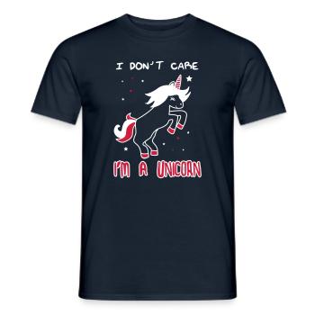 I don't care i'm a unicorn,einhorn,Lustig - Männer T-Shirt - Navy - Vorne - AI Model Male 178 light (178cm)