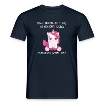 EINHORN - Heute möchte ich was mit Menschen machen - Männer T-Shirt - Navy - Vorne - AI Model Male 178 light (178cm)