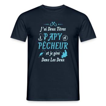 Grand Père Pêcheur Humour Pêche Papy Carpiste Papi - T-shirt homme - marine - Devant - AI Model Male 178 light (178cm)