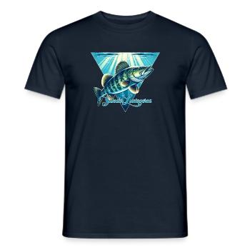 Zander Pêche Pêche Poissons Prédateurs Pêche - T-shirt homme - marine - Devant - AI Model Male 178 light (178cm)