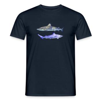 2 requins, petite paire de requins à pointe noire, naturel - T-shirt homme - marine - Devant - AI Model Male 178 light (178cm)