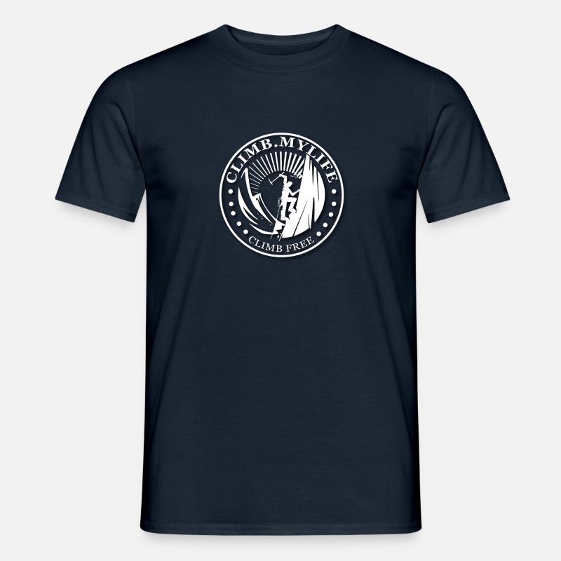 Grimpeur sur glace blanc - montée libre - T-shirt homme - marine