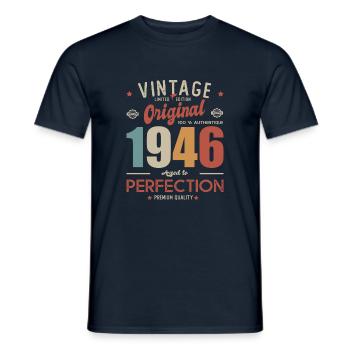 vintage original 1946 né en anniversaire 76 ans - T-shirt homme - marine - Devant - AI Model Male 178 light (178cm)