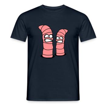 2 crazy worms - Men's T-Shirt - navy - Front - AI Model Male 178 light (178cm)
