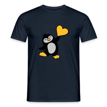 Freundlicher Pinguin zeigt Herz - Männer T-Shirt - Navy - Vorne - AI Model Male 178 light (178cm)