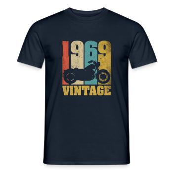 1969 Born birthday biker motorcycle gift - Men's T-Shirt - navy - Front - AI Model Male 178 light (178cm)