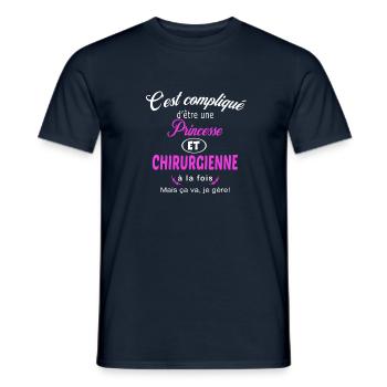 c'est compliqué princesse et chirurgienne - T-shirt homme - marine - Devant - AI Model Male 178 light (178cm)