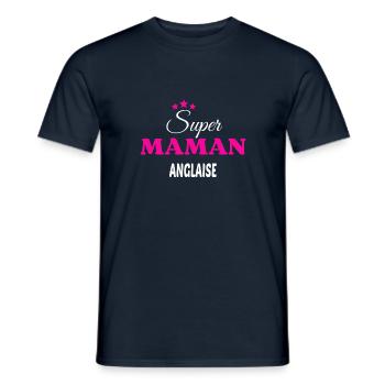 Super maman Anglaise citation - T-shirt homme - marine - Devant - AI Model Male 178 light (178cm)