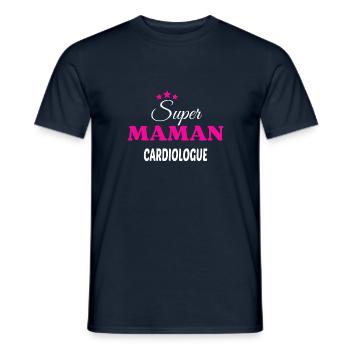Super maman cardiologue citation - T-shirt homme - marine - Devant - AI Model Male 178 light (178cm)