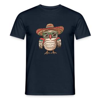 Eule Comic Lustig Sombrero - Männer T-Shirt - Navy - Vorne - AI Model Male 178 light (178cm)