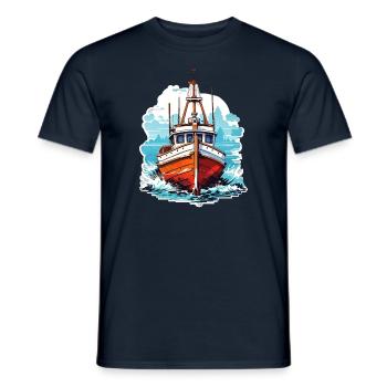 Vintage Motorboot in Blau und Weiß - Männer T-Shirt - Navy - Vorne - AI Model Male 178 light (178cm)
