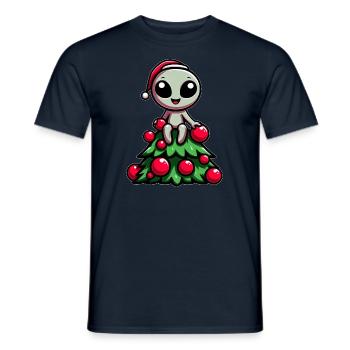 Lustiger Alien Tannenbaum Weihnachten skurril - Männer T-Shirt - Navy - Vorne - AI Model Male 178 light (178cm)