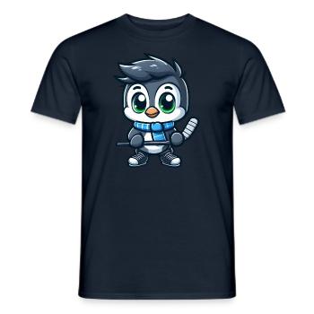 Pinguin Eishockey Spieler Cartoon Kunst - Männer T-Shirt - Navy - Vorne - AI Model Male 178 light (178cm)