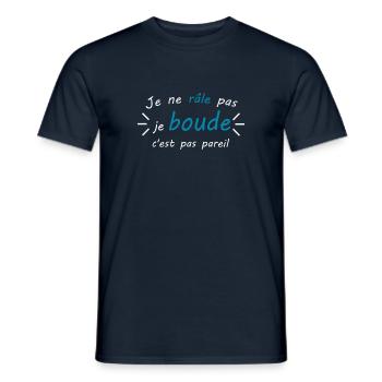 Je ne râle pas je boude c'est pas pareil - humour - T-shirt homme - marine - Devant - AI Model Male 178 light (178cm)