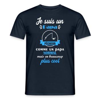 papa cool pêcheur, cadeau fête des pères - T-shirt homme - marine - Devant - AI Model Male 178 light (178cm)