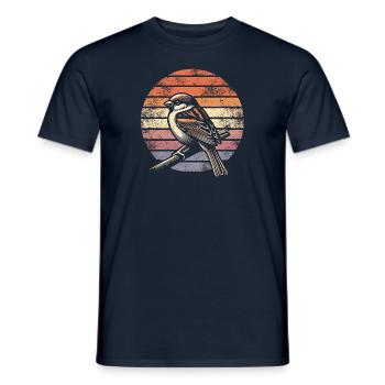 House Sparrow Retro Vintage - Men's T-Shirt - navy - Front - AI Model Male 178 light (178cm)