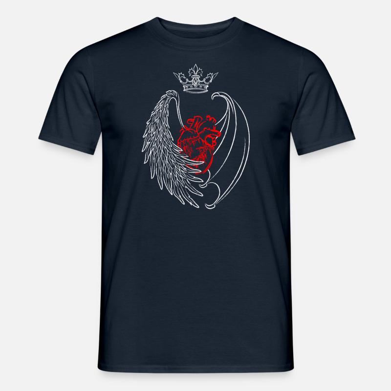 Herzflügel Engel oder Teufel - Männer T-Shirt - Navy