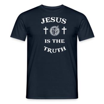 Jesus Christus Messias Erlöser Kreuz Spruch - Männer T-Shirt - Navy - Vorne - AI Model Male 178 light (178cm)