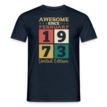 Born 1973 February 50th birthday Gift man - Men's T-Shirt - navy - Front - AI Model Male 178 light (178cm)