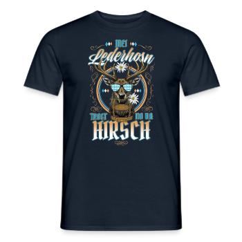 Mei Lederhosn is in da Wäsch Lederhosen Ersatz - T-shirt homme - marine - Devant - AI Model Male 178 light (178cm)