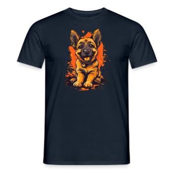 German Shepherd Puppy Funny Dog Dogs - Men's T-Shirt - navy - Front - AI Model Male 178 light (178cm)