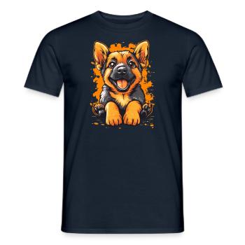 German Shepherd Puppy Funny Dog Dogs - Men's T-Shirt - navy - Front - AI Model Male 178 light (178cm)