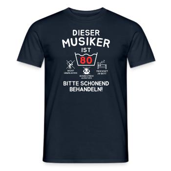 This musician is 80 years old. - Men's T-Shirt - navy - Front - AI Model Male 178 light (178cm)