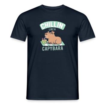 Funny Chillin Like A Capybara - Men's T-Shirt - navy - Front - AI Model Male 178 light (178cm)