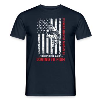 Grandfather Dad Fishing Amateur Humor Old Grandpa - Men's T-Shirt - navy - Front - AI Model Male 178 light (178cm)