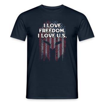Ich liebe die Freiheit Ich liebe die patriotischen Amerikaner der USA - Männer T-Shirt - Navy - Vorne - AI Model Male 178 light (178cm)