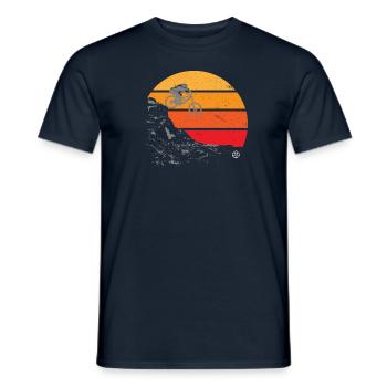 downhiller sunset - Men's T-Shirt - navy - Front - AI Model Male 178 light (178cm)