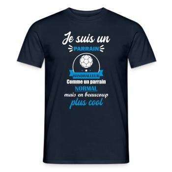 parrain handballeur, cadeau handball pour parrain - T-shirt homme - marine - Devant - AI Model Male 178 light (178cm)