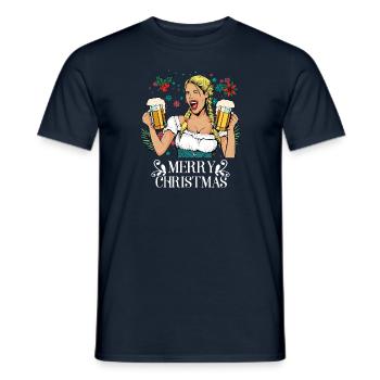 Joyeux Noël T-Shirt Femme avec Bière - T-shirt homme - marine - Devant - AI Model Male 178 light (178cm)