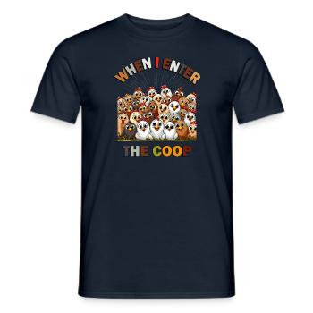 Satisfied chickens in chicken coop - Men's T-Shirt - navy - Front - AI Model Male 178 light (178cm)