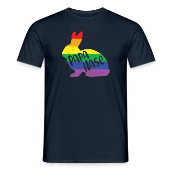 Papa Hase Hasenpapa Regenbogen Queere LGBTQ Ostern - Männer T-Shirt - Navy - Vorne - AI Model Male 178 light (178cm)
