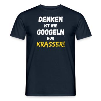 Denken ist wie googeln nur krasser! Cooler Spruch - Männer T-Shirt - Navy - Vorne - AI Model Male 178 light (178cm)