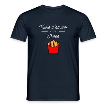 Vivre D'Amour Et De Frites - T-shirt homme - marine - Devant - AI Model Male 178 light (178cm)