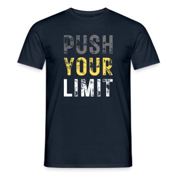 PUSH YOUR LIMIT – colour grey, yellow, white - Men's T-Shirt - navy - Front - AI Model Male 178 light (178cm)