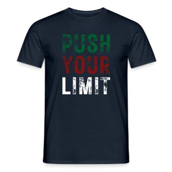 PUSH YOUR LIMIT – Farbe Grün, Rot, Weiß - Männer T-Shirt - Navy - Vorne - AI Model Male 178 light (178cm)