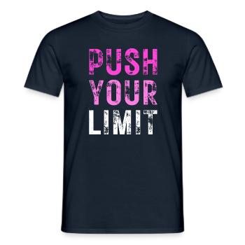 PUSH YOUR LIMIT – Farbe Lila; Rosa; Weiß - Männer T-Shirt - Navy - Vorne - AI Model Male 178 light (178cm)