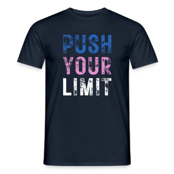 PUSH YOUR LIMIT – Farbe Blau, Rosa, Weiß - Männer T-Shirt - Navy - Vorne - AI Model Male 178 light (178cm)