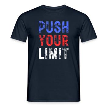 PUSH YOUR LIMIT – Farbe Blau, Rot, Weiß - Männer T-Shirt - Navy - Vorne - AI Model Male 178 light (178cm)